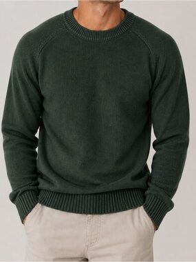 J. Crew Green Vintage Crewneck 100% Cotton Knit Sweater